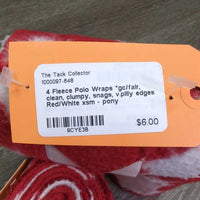4 Fleece Polo Wraps *gc/fair, clean, clumpy, snags, v.pilly edges
