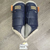 Closed Front & Hind Boots, Fleece, velcro *gc, repairs, older, clean, stains, clumpy, hairy, stretched elastic edges, hairy velcro
