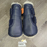 Closed Front & Hind Boots, Fleece, velcro *gc, repairs, older, clean, stains, clumpy, hairy, stretched elastic edges, hairy velcro
