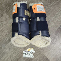 Closed Front & Hind Boots, Fleece, velcro *gc, repairs, older, clean, stains, clumpy, hairy, stretched elastic edges, hairy velcro
