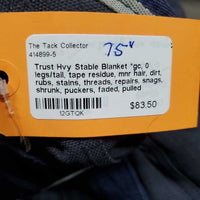 Hvy Stable Blanket *gc, 0 legs/tail, tape residue, unstitched, mnr hair, dirt, rubs, stains, threads, repairs, snags, shrunk, puckers, faded, pulled seams
