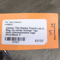 Thin Rubber French Link D Ring, sm center lozenge *vgc, clean, chewed/peeled edge
