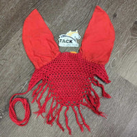 Crochet Fly Veil Ear Bonnet, string, Fringe *gc, clean, older, mnr stains, v.big ears, faded? ears
