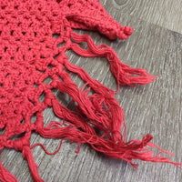 Crochet Fly Veil Ear Bonnet, string, Fringe *gc, clean, older, mnr stains, v.big ears, faded? ears
