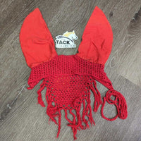Crochet Fly Veil Ear Bonnet, string, Fringe *gc, clean, older, mnr stains, v.big ears, faded? ears
