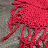 Crochet Fly Veil Ear Bonnet, string, Fringe *gc, clean, older, mnr stains, v.big ears, faded? ears
