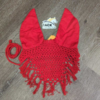 Crochet Fly Veil Ear Bonnet, string, Fringe *vgc, clean, older, mnr stains, v.big ears
