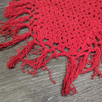 Crochet Fly Veil Ear Bonnet, string, Fringe *vgc, clean, older, mnr stains, v.big ears

