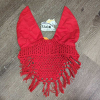 Crochet Fly Veil Ear Bonnet, string, Fringe *vgc, clean, older, mnr stains, v.big ears
