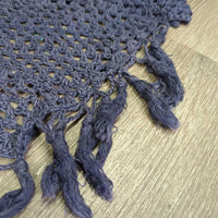 Crochet Fly Veil Ear Bonnet, string, Fringe *gc, clean, older, mnr stains, v.big ears, faded, green thread
