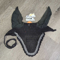 Crochet Fly Veil Ear Bonnet, string *gc, clean, older, mnr stains, v.big ears, faded
