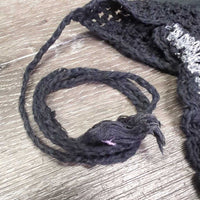 Crochet Fly Veil Ear Bonnet, string *gc, clean, older, mnr stains, v.big ears, faded
