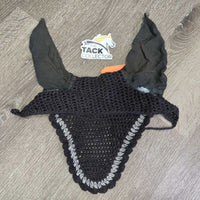 Crochet Fly Veil Ear Bonnet, string *gc, clean, older, mnr stains, v.big ears, faded
