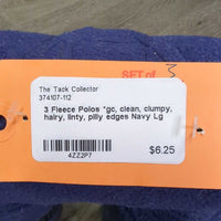 3 Fleece Polos *gc, clean, clumpy, hairy, linty, pilly edges
