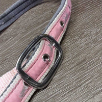 Padded Nylon Halter, adj, snap, Matching Lead Rope *gc & xc, clean, rubs, faded, BROKEN snap, unstitched, stains, frays
