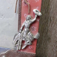 "Cowgirl" Ceramic 5x7" Picture Frame. leather laces *vgc, mnr dust, scratches
