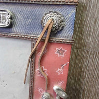 "Cowgirl" Ceramic 5x7" Picture Frame. leather laces *vgc, mnr dust, scratches

