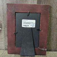 "Cowgirl" Ceramic 5x7" Picture Frame. leather laces *vgc, mnr dust, scratches
