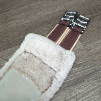 Cotton & Nylon Web Girth, Fleece, 2x els, D Ring, Clik Buckles *gc, clean, rubs, clumpy, thin & curled edges, stains, hairy
