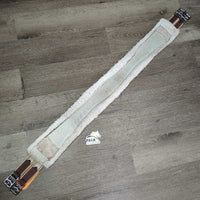 Cotton & Nylon Web Girth, Fleece, 2x els, D Ring, Clik Buckles *gc, clean, rubs, clumpy, thin & curled edges, stains, hairy
