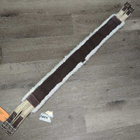 Nylon Web & Fleece Girth, 2x els, D Ring *fair, clean, clumpy, hair, threads, faded, rubs, v.stretched & popped elastic
