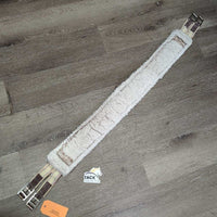 Nylon Web & Fleece Girth, 2x els, D Ring *fair, clean, clumpy, hair, threads, faded, rubs, v.stretched & popped elastic

