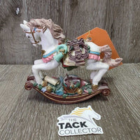 Ceramic Rocking Horse Christmas Ornament *vgc, mnr dust, sticker, older
