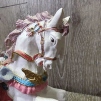 Ceramic Rocking Horse Christmas Ornament *vgc, mnr dust, sticker, older

