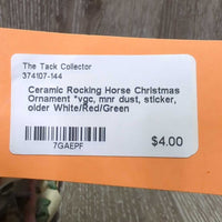 Ceramic Rocking Horse Christmas Ornament *vgc, mnr dust, sticker, older
