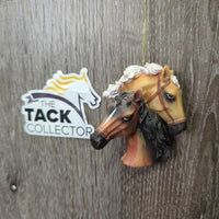 2 Horse Head Christmas Ornament *gc, chipped ear
