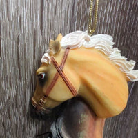 2 Horse Head Christmas Ornament *gc, chipped ear
