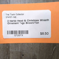 2 Horse Head & Christmas Wreath Ornament *vgc
