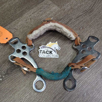 Adjustable Leather & Fleece Hackamore, chin strap *vgc, mnr hair, dirt, vet wrap
