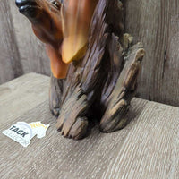 2 Horse Head on Wood Light Plastic Statue *vgc, repaired ear
