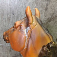 2 Horse Head on Wood Light Plastic Statue *vgc, repaired ear
