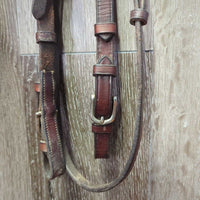 Monocrown Bridle, Buckles, Bling Browband *NO Noseband, mismatched, tight keepers, mnr dirt, rubs

