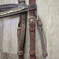 Monocrown Bridle, Buckles, Bling Browband *NO Noseband, mismatched, tight keepers, mnr dirt, rubs
