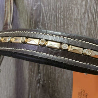 Monocrown Bridle, Buckles, Bling Browband *NO Noseband, mismatched, tight keepers, mnr dirt, rubs
