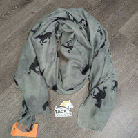 v.Light Running Horses Scarf *vgc/gc, mnr pulls, snags, loose threads & hole
