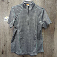 SS Shirt, 1/2 Zip Up *vgc, faded/discolored logo, seam rubs & frays, older?
