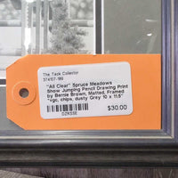 "All Clear" Spruce Meadows Show Jumping Pencil Drawing Print by Bernie Brown, Matted, Framed *vgc, chips, dusty
