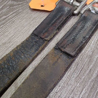 Soft Stirrup Leathers *gc/fair, clean, v.scraped, xholes, LOOSE stitching, uneven, older
