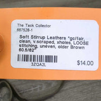 Soft Stirrup Leathers *gc/fair, clean, v.scraped, xholes, LOOSE stitching, uneven, older
