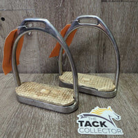 Fine Hvy Stirrup Irons, grips *gc, mnr residue, v.stained & chipped grips, stains, scrapes
