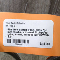 Fine Hvy Stirrup Irons, grips *gc, mnr residue, v.stained & chipped grips, stains, scrapes
