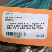 21" Nose Chain & Soft Nylon Lead Shank, Loop Handle *gc, stains, dirty, knots, edge rubs
