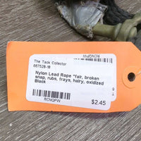 Nylon Lead Rope *fair, broken snap, rubs, frays, hairy, oxidized
