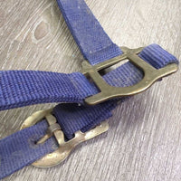 Stiff Nylon Halter, Suede Lined, adj *gc, dirty, frayed/scraped edges, rubs, cut/frayed holes

