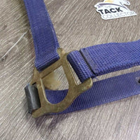Stiff Nylon Halter, Suede Lined, adj *gc, dirty, frayed/scraped edges, rubs, cut/frayed holes
