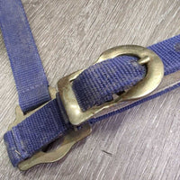 Stiff Nylon Halter, Suede Lined, adj *gc, dirty, frayed/scraped edges, rubs, cut/frayed holes
